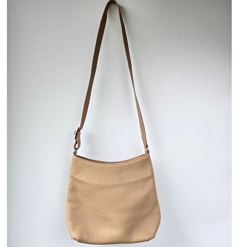 Coach Vintage Hudson Pebbled Leather Crossbody Purse Beige Neutral Bag Bullseye